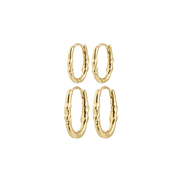 SENSE hoop earrings, 2 in 1 set, gold plated
