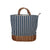Blue striped wicker oval base insulated picnic bag