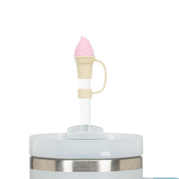 3 pailles jumbo avec embouts cornet de crème glacée