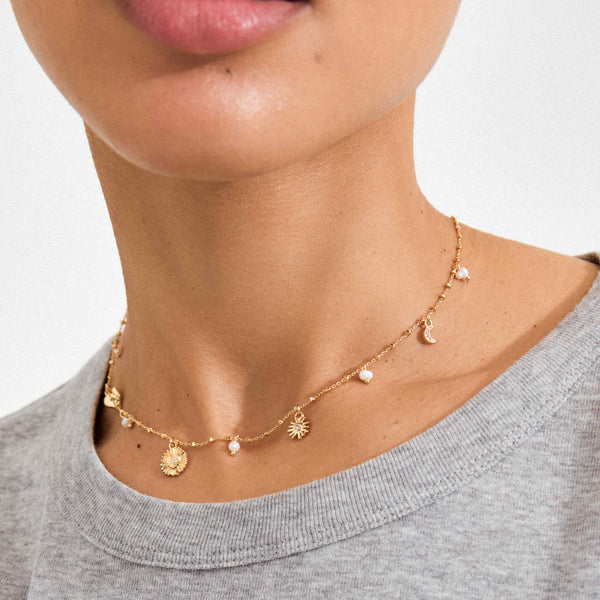 Collier : Mylan : Plaqué or : Blanc