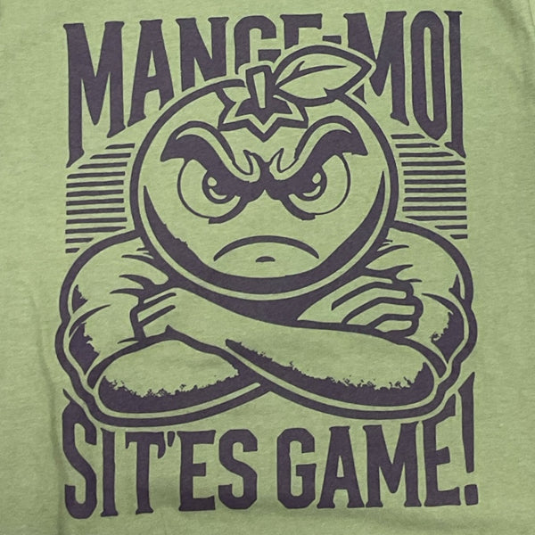 Dessin visible à l'avant du tee-shirt Mange Moi Vert Army