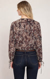 Blouse à imprimé serpent Dex, coloris imprimé serpent marron et noir, vue de dos