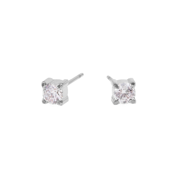 Boucles d’oreilles pierre 4mm de Mia, fini argenté