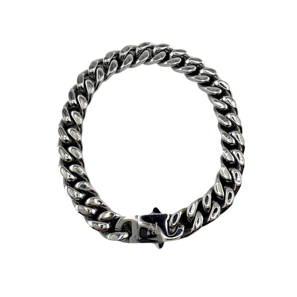Bracelet maille cubaine Alpha 9 mm AJ&Co, finition argentée.