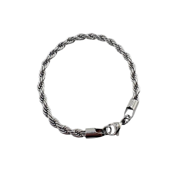 Bracelet torsadé Élégance 5 mm AJ&Co, finition argentée.
