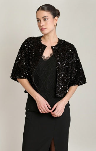 Cardigan à sequins Dex, coloris noir, vêtement porté