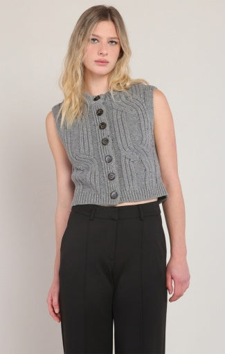 Débardeur en tricot torsadé Dex, coloris gris, vêtement porté