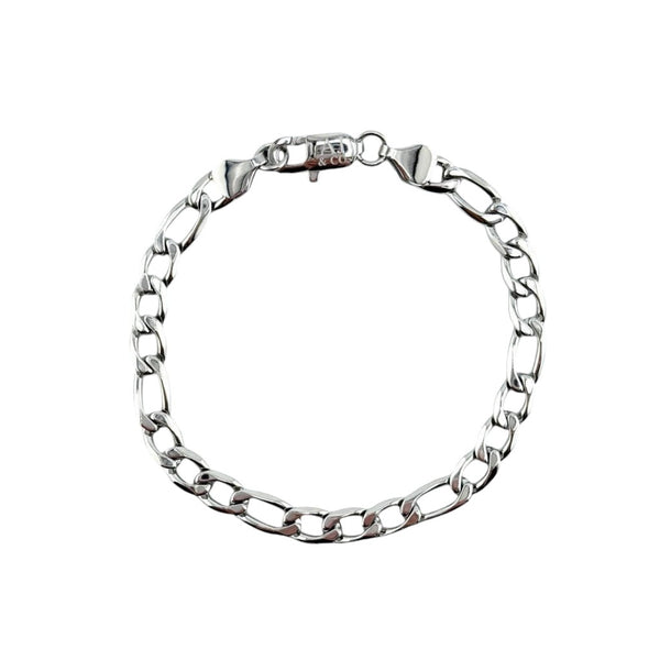 Bracelet à maillons classiques AJ&co en métal argenté poli avec fermoir mousqueton sécurisé