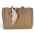 Sac à main Maison Taïga Évasion en PVC beige grainé avec foulard décoratif à motifs cœurs et compartiments intérieurs