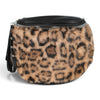 Sac banane Maison Taïga Deluxe en fausse fourrure à motif léopard avec détails en cuir noir et fermeture éclair