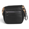 Sac banane Deluxe Maison Taïga noir en cuir grainé avec détails en fausse fourrure léopard et poche zippée arrière