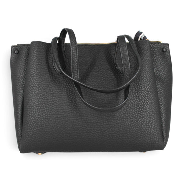 Sac à main Maison Taïga Évasion noir en PVC grainé avec anses doubles et fermeture zippée pour usage urbain