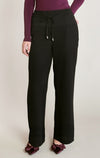 Pantalon large en satin à blocs de couleur Dex, coloris noir, vêtement porté