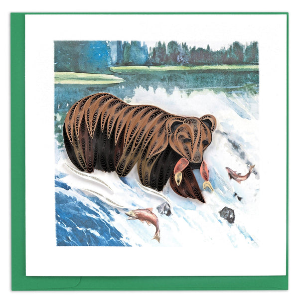 Carte de vœux grizzly sauvage en quilling