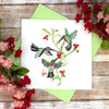 Carte de vœux trio de colibris en papier roulé