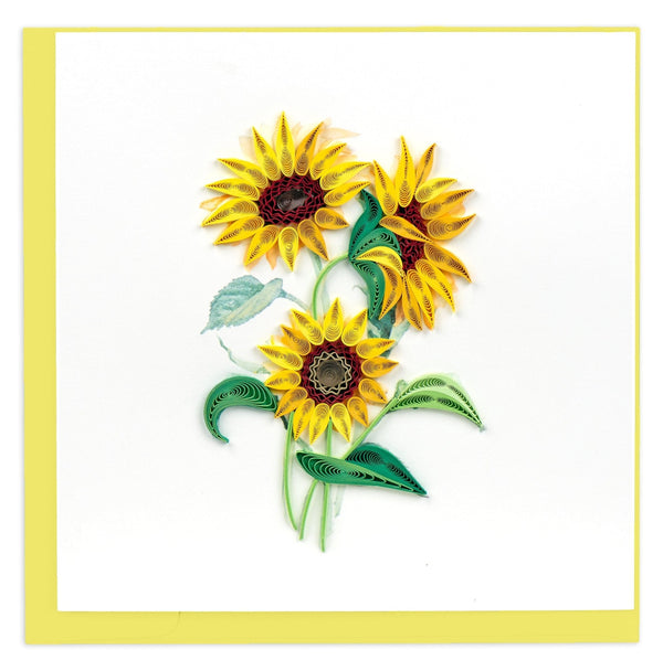Carte de vœux tournesols sauvages en papier roulé