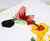 Carte de Vœux Colibri Quilling et Fleurs Jaunes