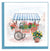 Carte de vœux chariot fleuri en papier roulé