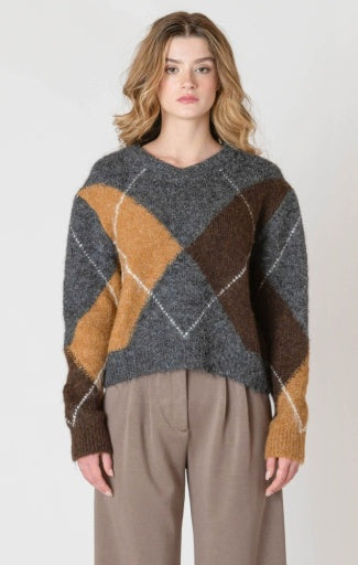 patterned v-neck sweater