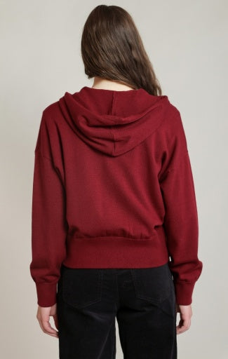HOODED SWEATER ZIP-UP TOP