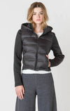 Mixed fabric down jacket