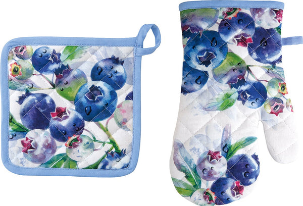 Ensemble de mitaines pour le four - Collection Bleuets