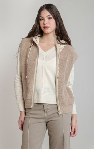 Veste en bouclé à capuchon Dex, coloris beige, autre vue du vêtement porté