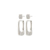 INSTANT boucles d’oreilles ensemble 2 en 1, plaqué argent
