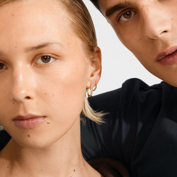 SENSE hoop earrings, 2 in 1 set, gold plated