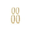 SENSE hoop earrings, 2 in 1 set, gold plated