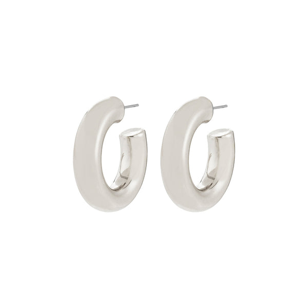 PHASE large silver-plated hoop earrings