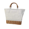 Fabric and wicker cooler bag with wicker handle