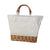 Fabric and wicker cooler bag with wicker handle