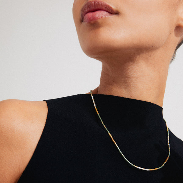 Collier ALISON brun, plaqué or
