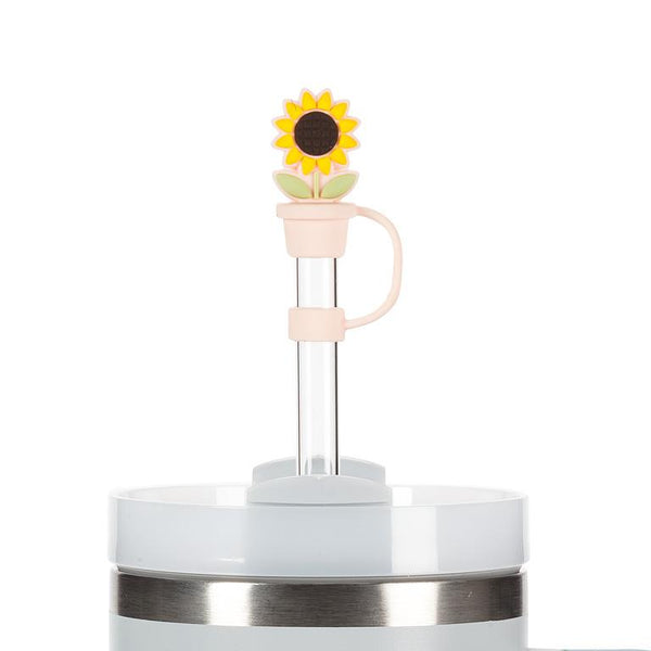 3 pailles jumbo avec embouts tournesol