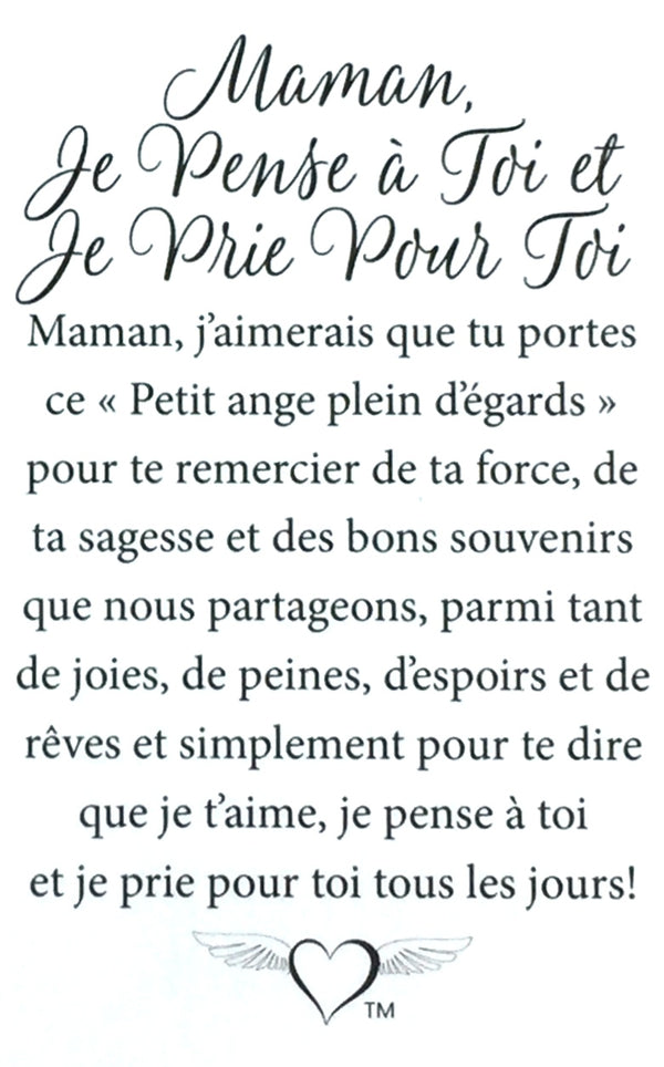 Épinglette Ange : Maman , Je Pense Et Prie Pour Toi