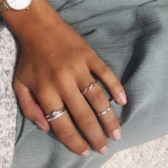 LULU recycled eternity stack ring silver-plated