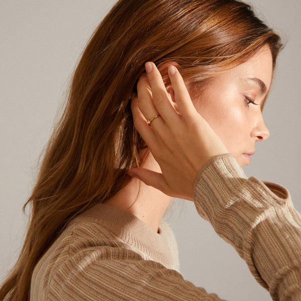 LULU recycled crystal stack ring gold- plated