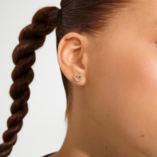 EDIE recycled crystal heart earrings gold-plated