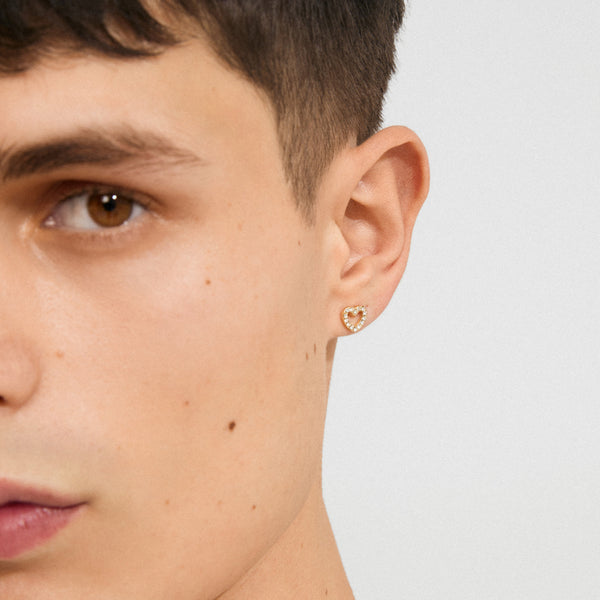 EDIE recycled crystal heart earrings gold-plated