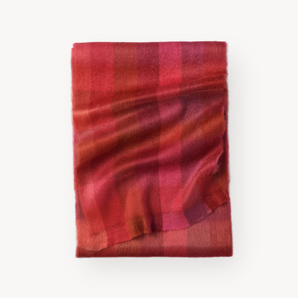 Écharpe Claret en mélange d’alpaga – Carreaux – Pokoloko