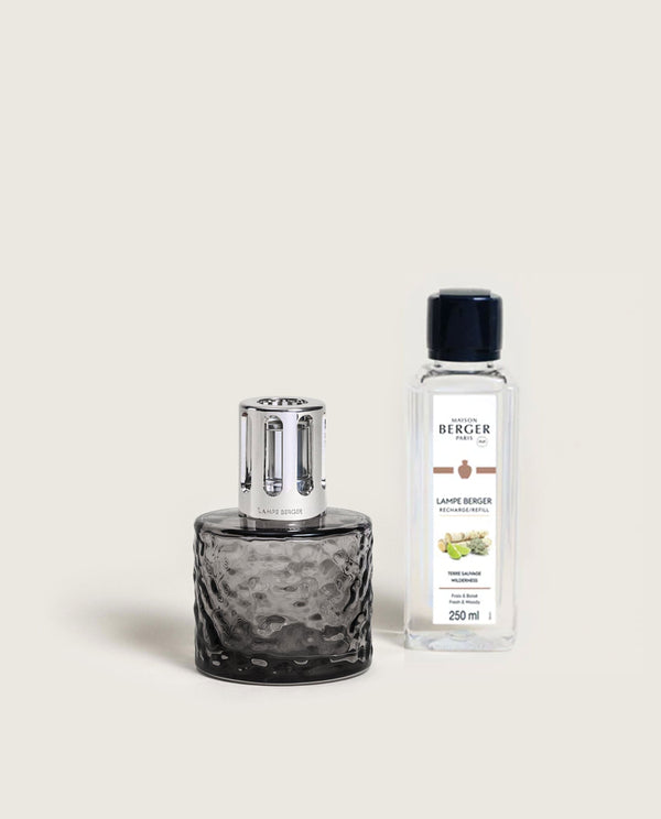 Coffret lampe Berger Mirage noire – Terre sauvage – Maison Berger