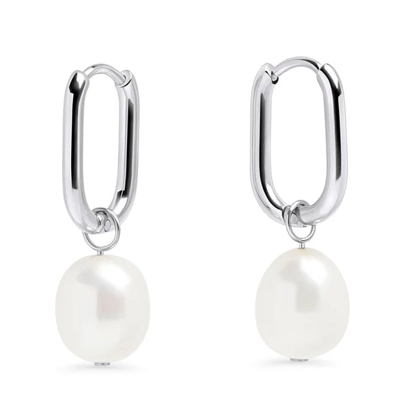 Boucles d'oreille Huggie Perle Opale argent