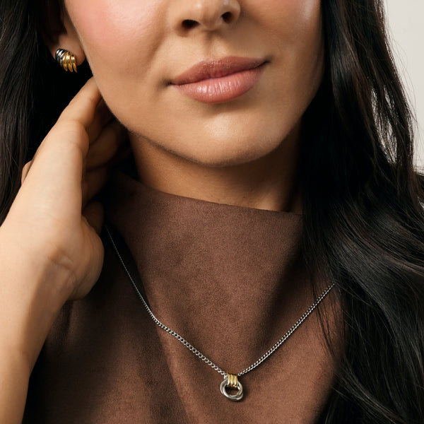 Collier pendentif Valence argent et or