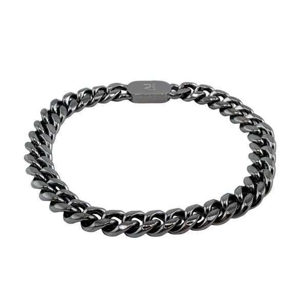 Bracelet maille cubaine Alpha 8 mm AJ&Co, finition noire.
