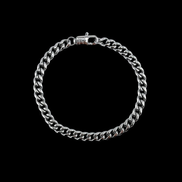 Bracelet maille cubaine Viril 6 mm AJ&Co, finition argentée.