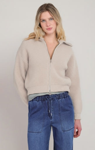 Cardigan à col large Dex, coloris écru, autre vue du vêtement porté