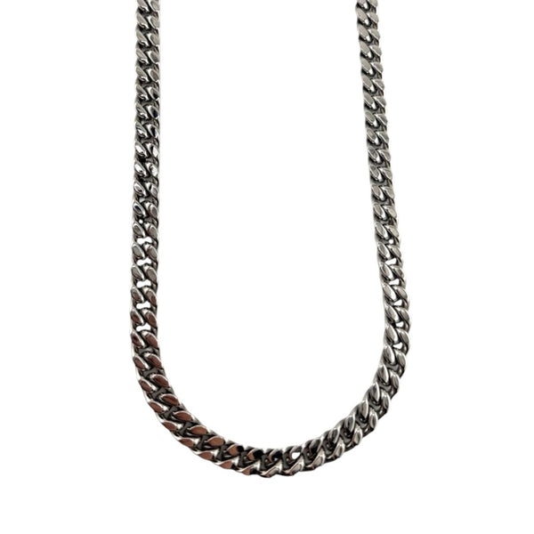 Chaîne maille cubaine Alpha 9 mm AJ&Co, finition argentée.