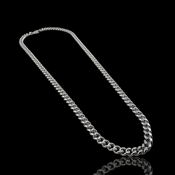 Chaîne maille cubaine Viril 6 mm AJ&Co, finition argentée.