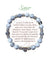 Bracelet Earth Angel « Sœur » à perles blanches et grises, avec sa présentation en français.